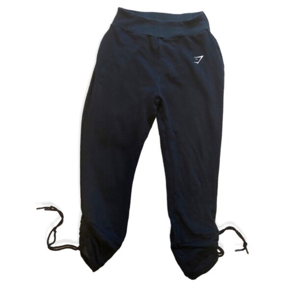 Gymshark vital seamless leggings black.logo string roll up Soft Yoga - Picture 2 of 7